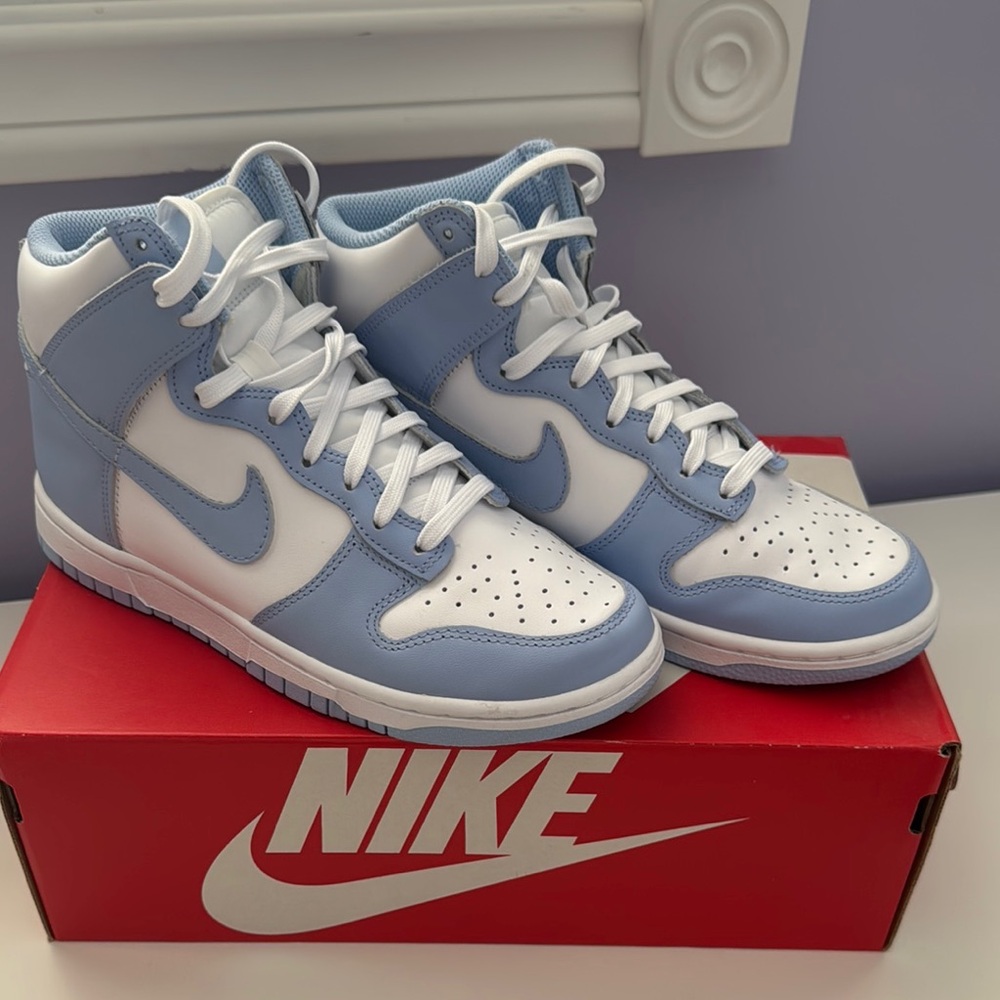 Nike Women’s High-Top Sneakers in Light Blue and White